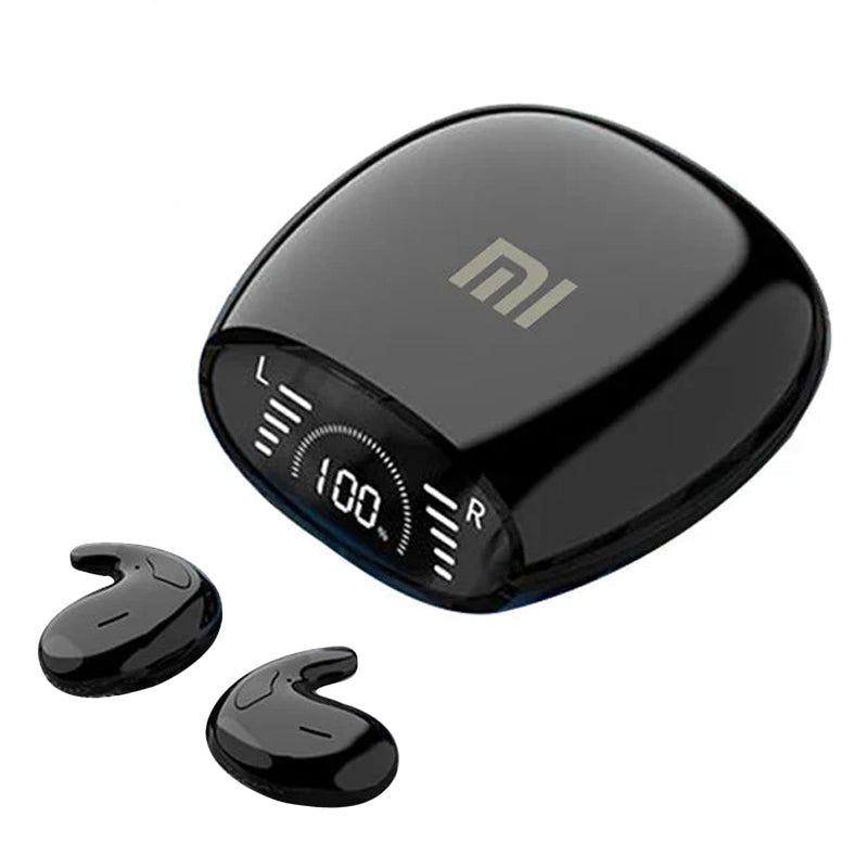 Auriculares sem fios XIAOMI SLEEP pretos com caixa com ecrã LED e microfone integrado Auriculares sem fios XIAOMI SLEEP pretos com caixa com ecrã LED e microfone integrado